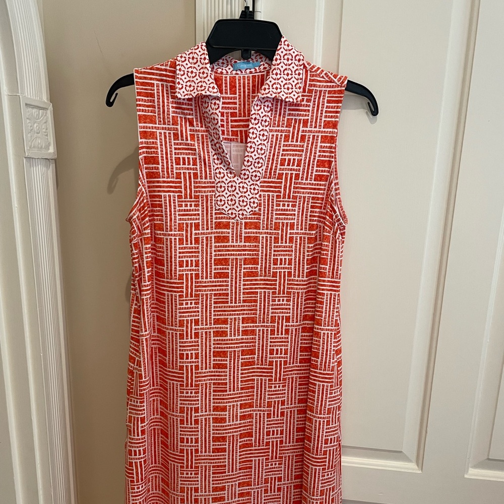 NWOT J. McLaughlin Print V-Neck Point Collar Sleeveless Shift Dress with Pockets